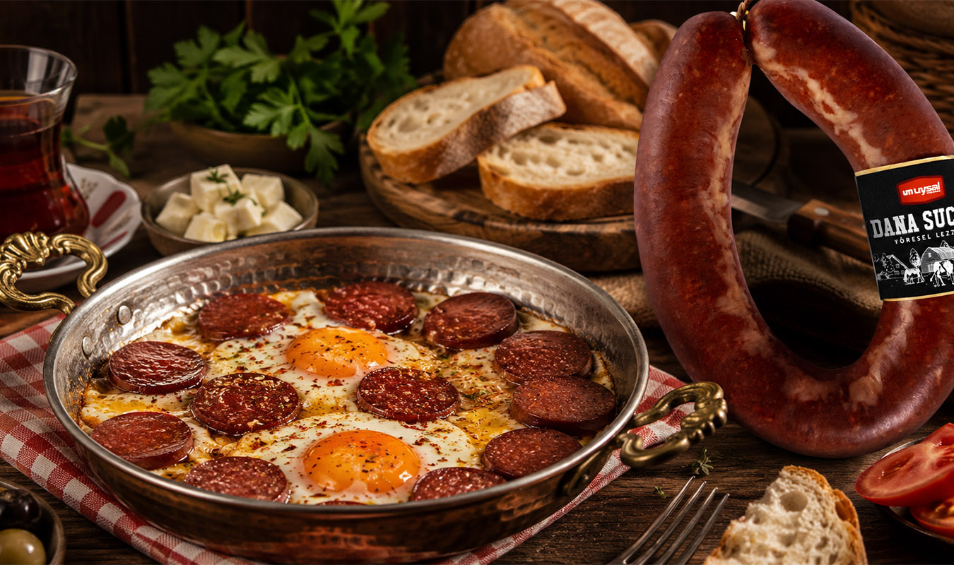 Kahvaltıda Dana Sucuklu Yumurta 